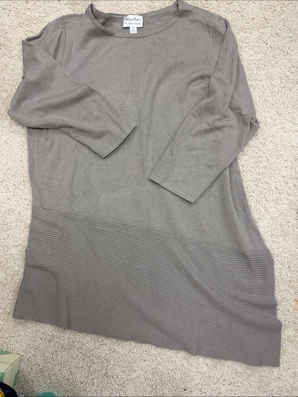 Whisper Knit by Louis Dell’Olio Ribbed Hem Knit Tunic in Taupe Gray